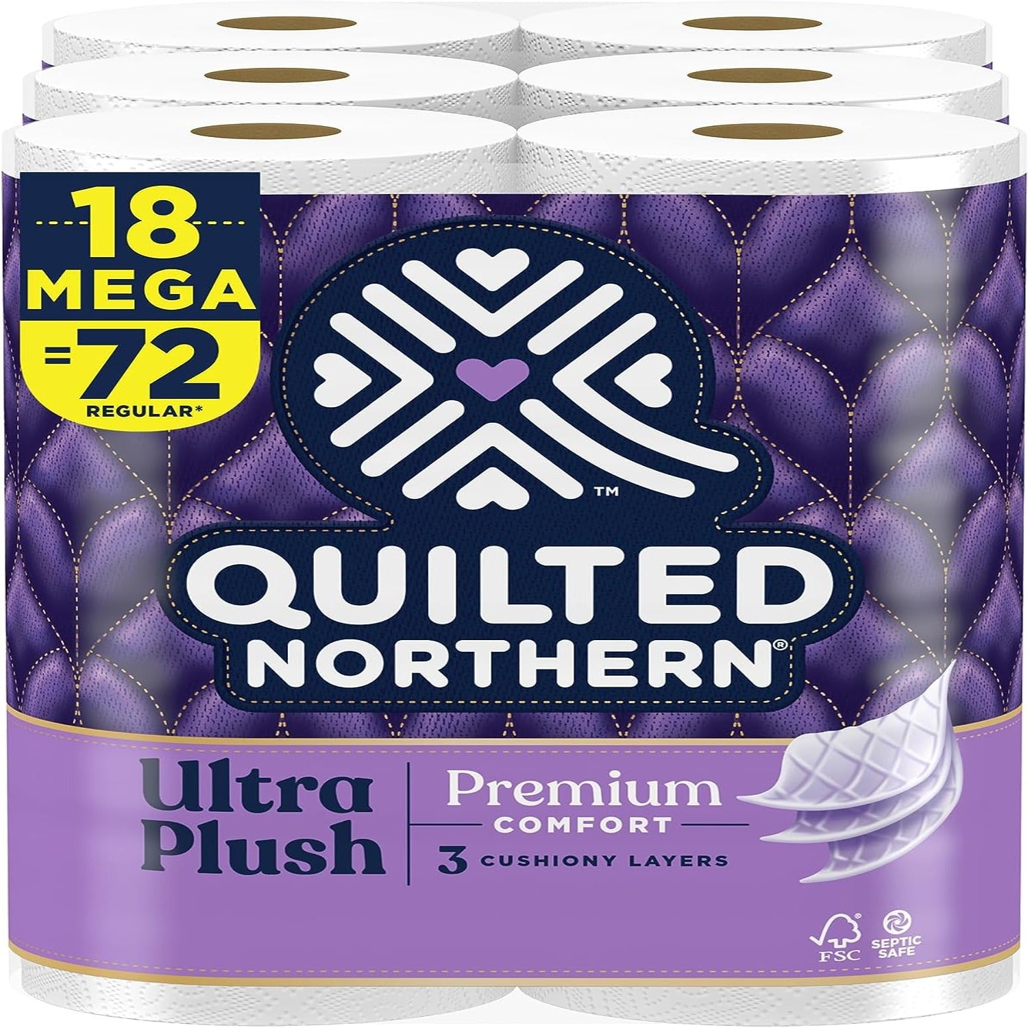 Quilted Northern Ultra Plush Toilet Paper, 18 Mega Rolls = 72 Regular Rolls