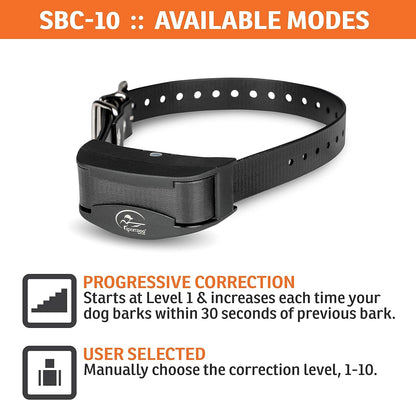 SportDOG Brand NoBark 10 Collar - Rechargeable, Programmable Bark Collar - Waterproof & Submersible, Black