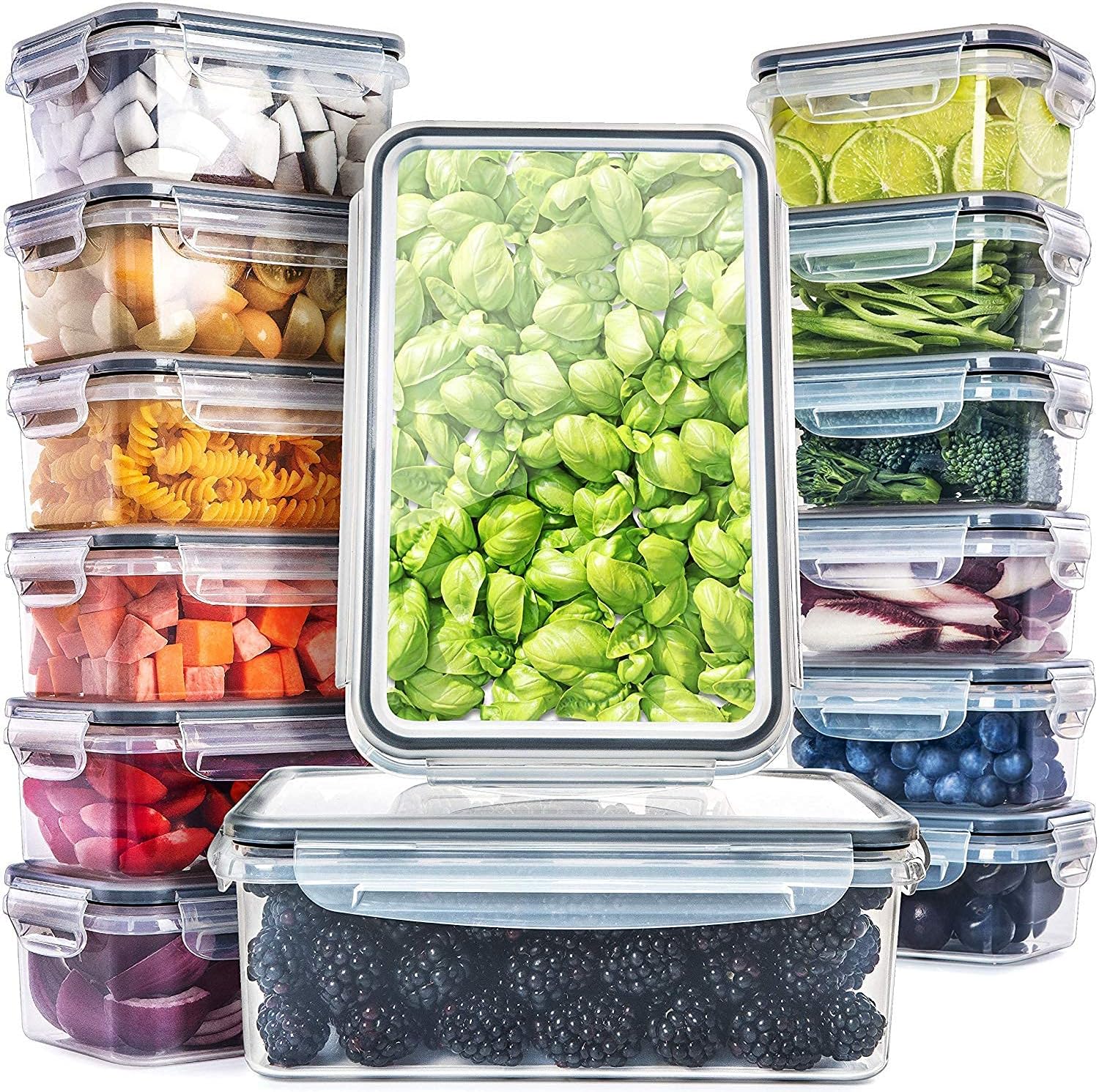 fullstar 50-piece Food storage Containers Set with Lids, Plastic Leak-Proof BPA-Free Containers for Kitchen Organization, Meal Prep, Lunch Containers (Includes Labels & Pen)