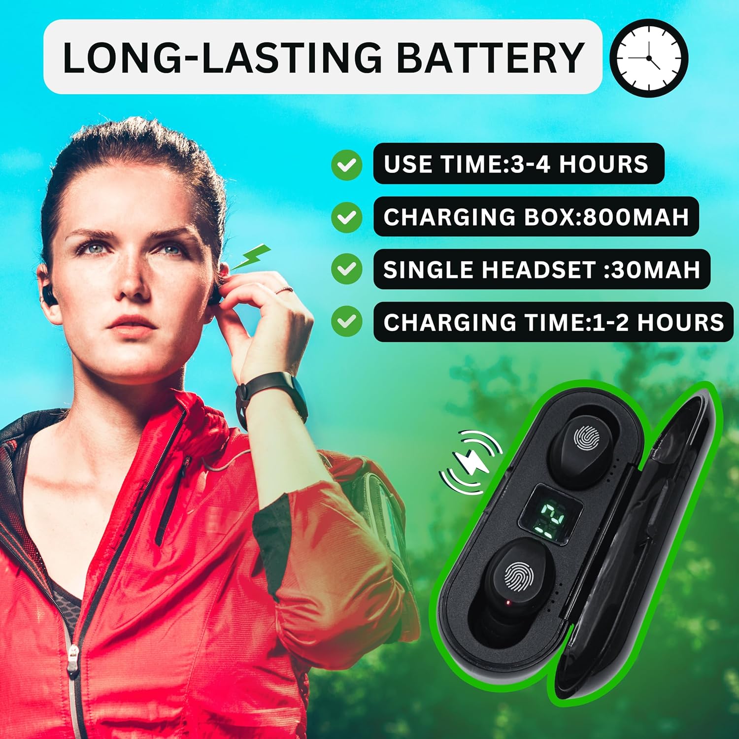 Wireless Earbuds 2023 Bluetooth 5.1 2000mAh Box Charging Noise Cancelling Wireless Earbuds Lightweight Comfort IPx6 Waterproof LED Display 30mAh Single Headset 200 Hours Standby time