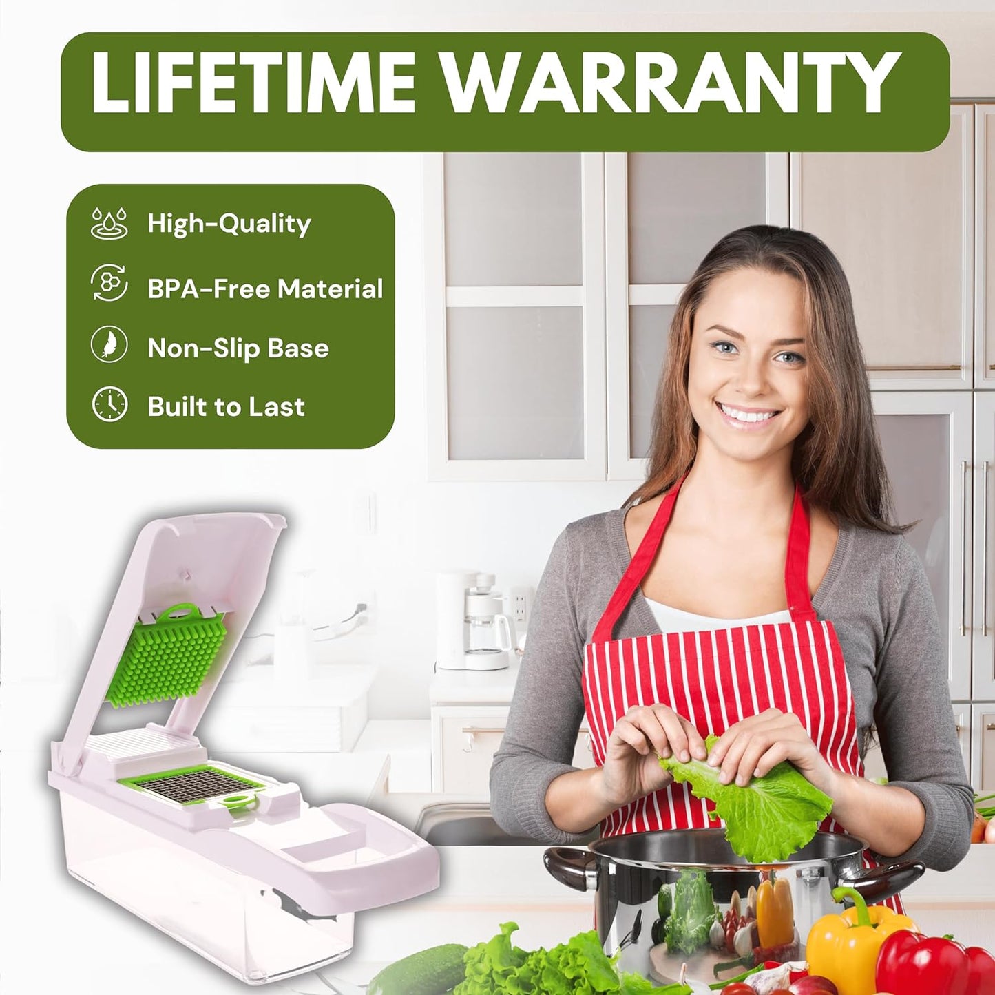 13-in-1 Food Chopper, Professional Veggie Slicer cutter, vegetables chopper, and Garlic Chopper with 8 Interchangeable Blades and Container vegetable chopper Kitchen Essential for Effortless Meal prep