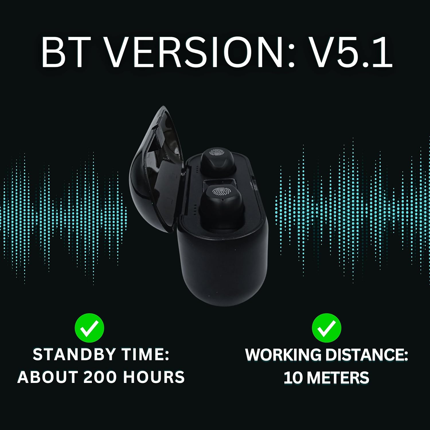 Wireless Earbuds 2023 Bluetooth 5.1 2000mAh Box Charging Noise Cancelling Wireless Earbuds Lightweight Comfort IPx6 Waterproof LED Display 30mAh Single Headset 200 Hours Standby time