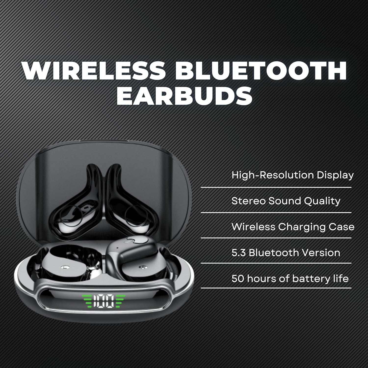 Wireless Headphones| High-Capacity 55mAh Battery| Immersive Sound| Sports Earbuds Bluetooth Wireless| Lightweight Comfort Earbuds| LED Display Earphones with Ear Hooks for Workout, Running & Gym.