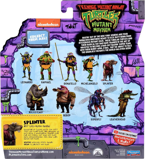 Teenage Mutant Ninja Turtles: Mutant Mayhem 4” Splinter Basic Action Figure by Playmates Toys