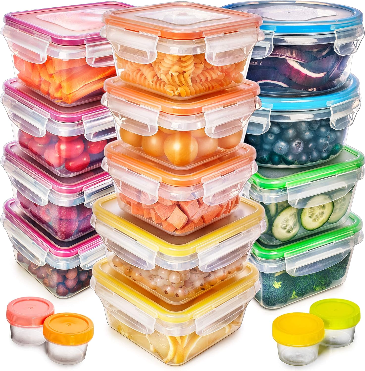 fullstar 50-piece Food storage Containers Set with Lids, Plastic Leak-Proof BPA-Free Containers for Kitchen Organization, Meal Prep, Lunch Containers (Includes Labels & Pen)