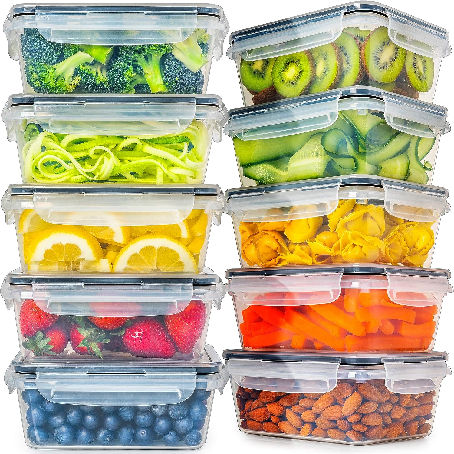 fullstar 50-piece Food storage Containers Set with Lids, Plastic Leak-Proof BPA-Free Containers for Kitchen Organization, Meal Prep, Lunch Containers (Includes Labels & Pen)